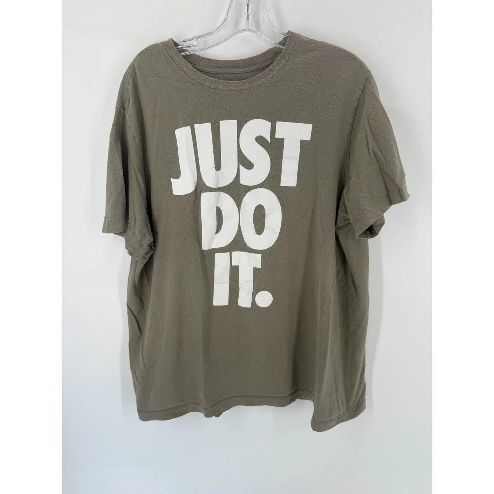 Nike Just Do‎ It Graphic T-Shirt Men's XL Olive Green Short Sleeve Tee